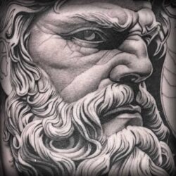 hercules Fine Line Realism Black And Grey Tattoo Artist German Fernandez from DERM TATTOO STUDIO Castle Rock Colorado